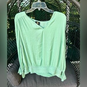 Light Green Jm Collection XL Long sleeve Blouse